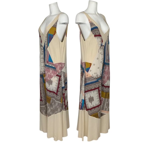 Free People All Patched Up Patchwork Jumpsuit XS Sleeveless Oversize Hippie Fall - Picture 2 of 12